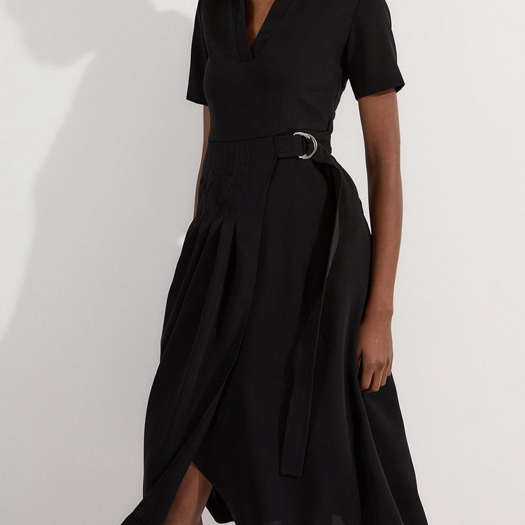 Karen Millen Black Midi Dress With Belt